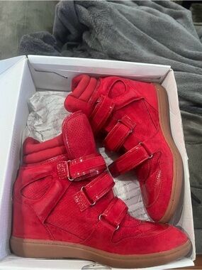 Aldo Red wedge platform sneakers